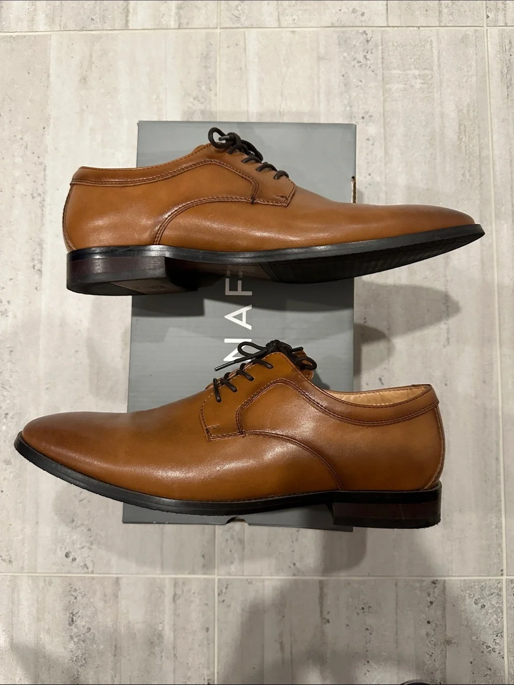 Bonafini Men's Tan Leather Oxford Dress Shoes